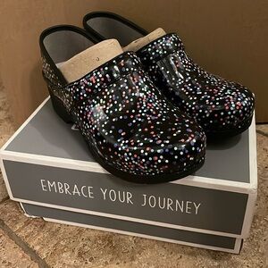 Dansko Women’s LT Pro Confetti Patent Clogs